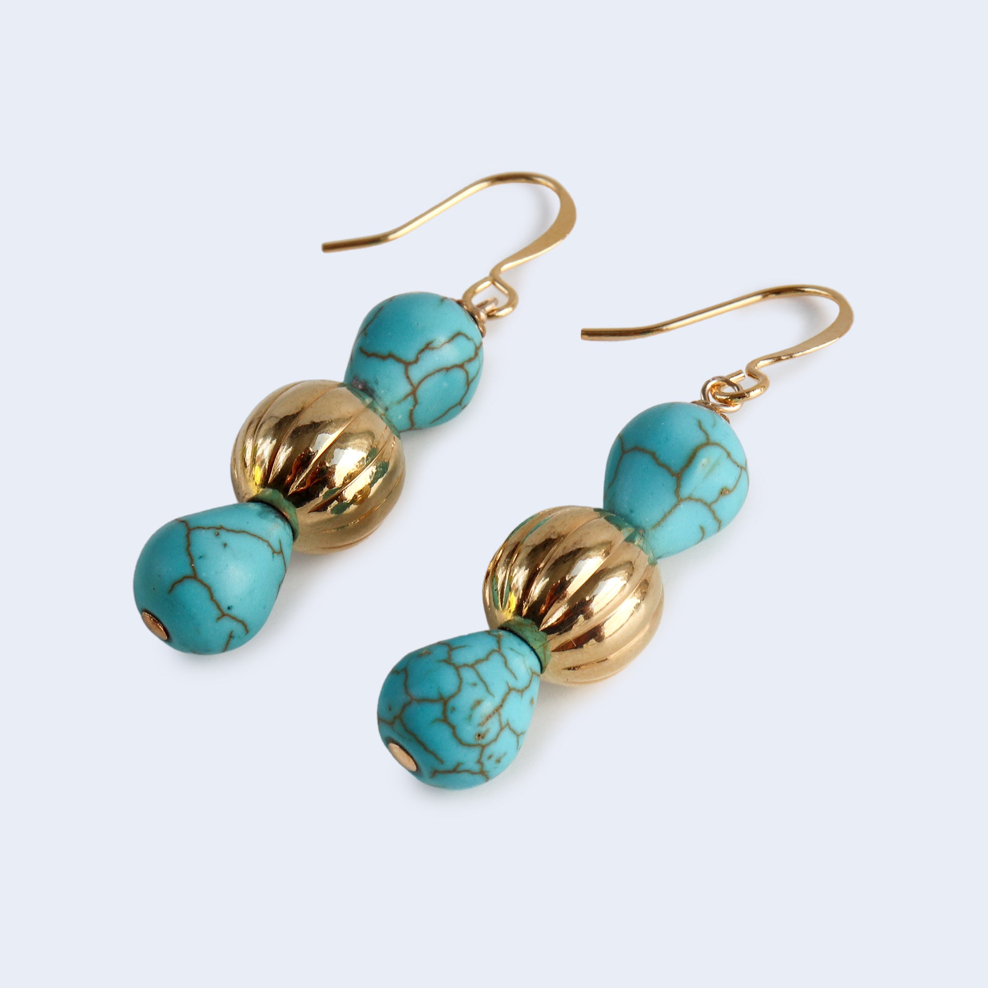 Gold plated brass earrings with magnesite gemstone