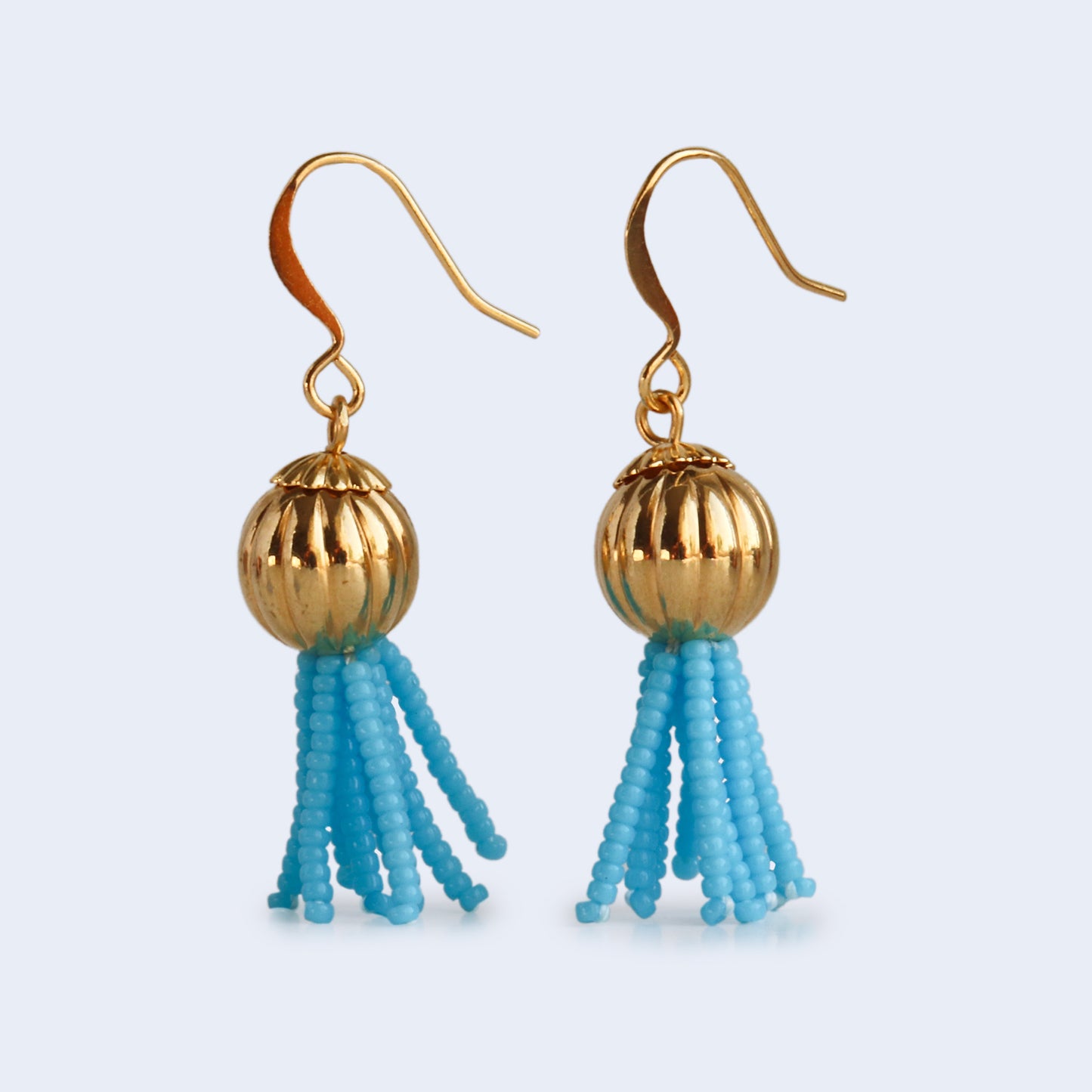 Vigour | Short Tassel Earrings - Light Blue