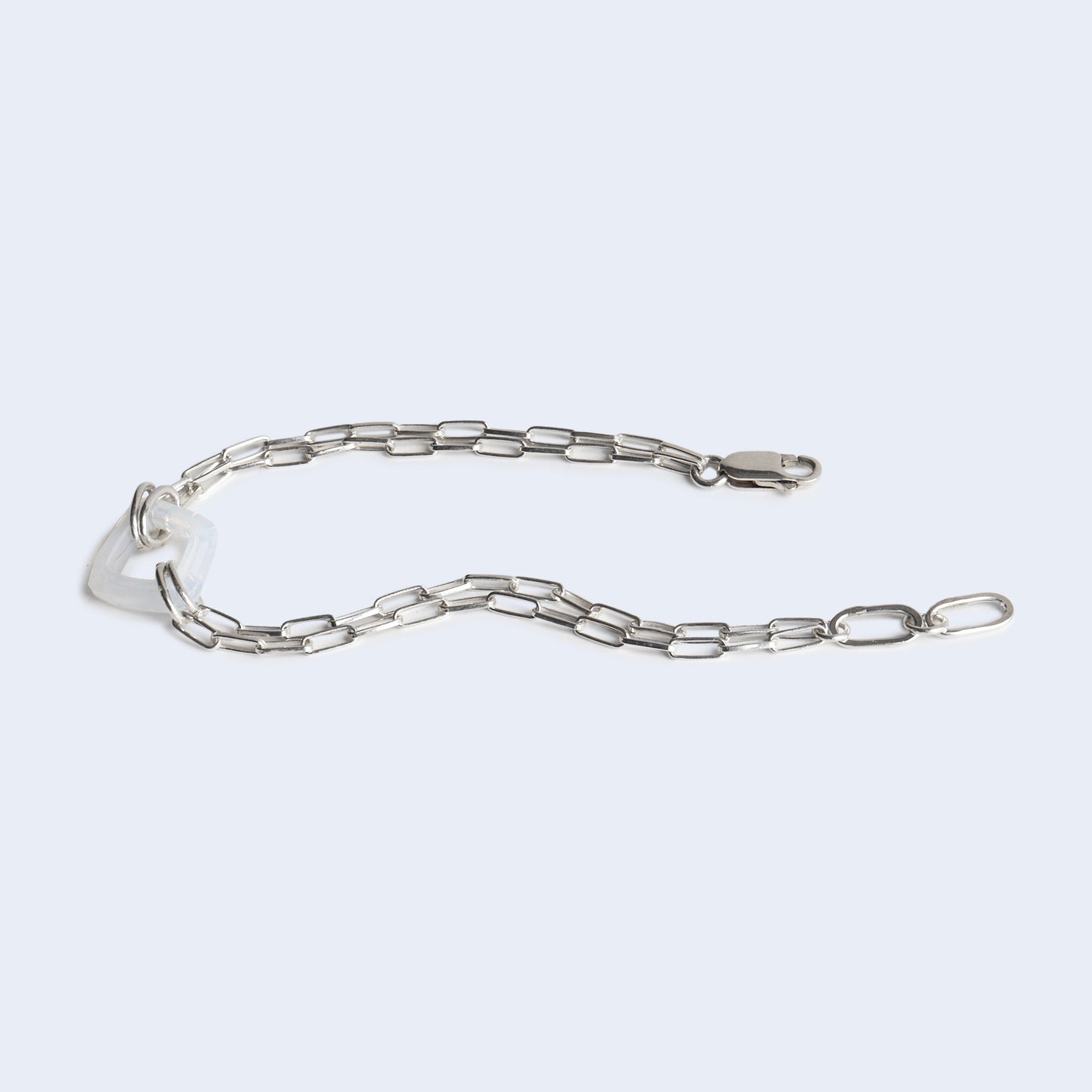 Paperclip chain bracelet with Swarovski charm and lobster clasp.