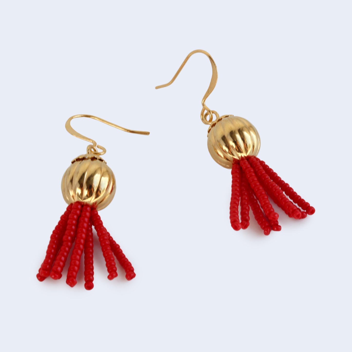 Vigour | Short Tassel Earrings - Red