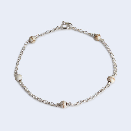 Sterling Silver chain bracelet with gemstone.