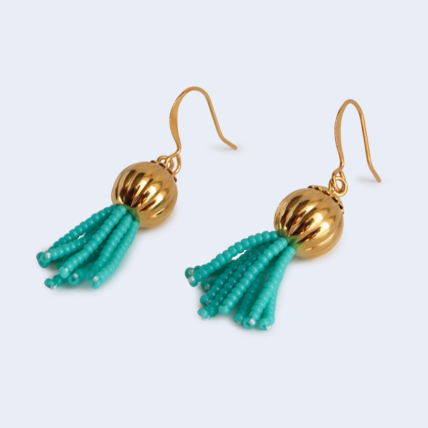 Vigour | Short Tassel Earrings - Light Teal