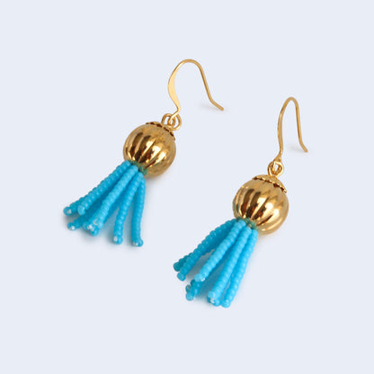 Vigour | Short Tassel Earrings - Light Blue