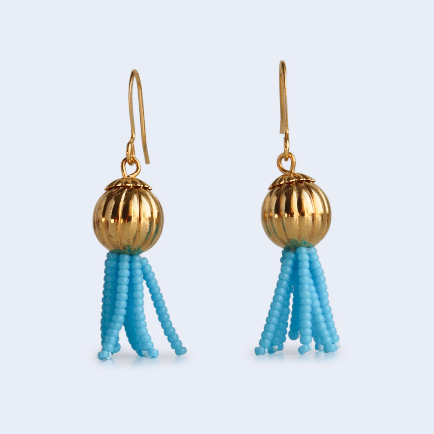 Vigour | Short Tassel Earrings - Light Blue