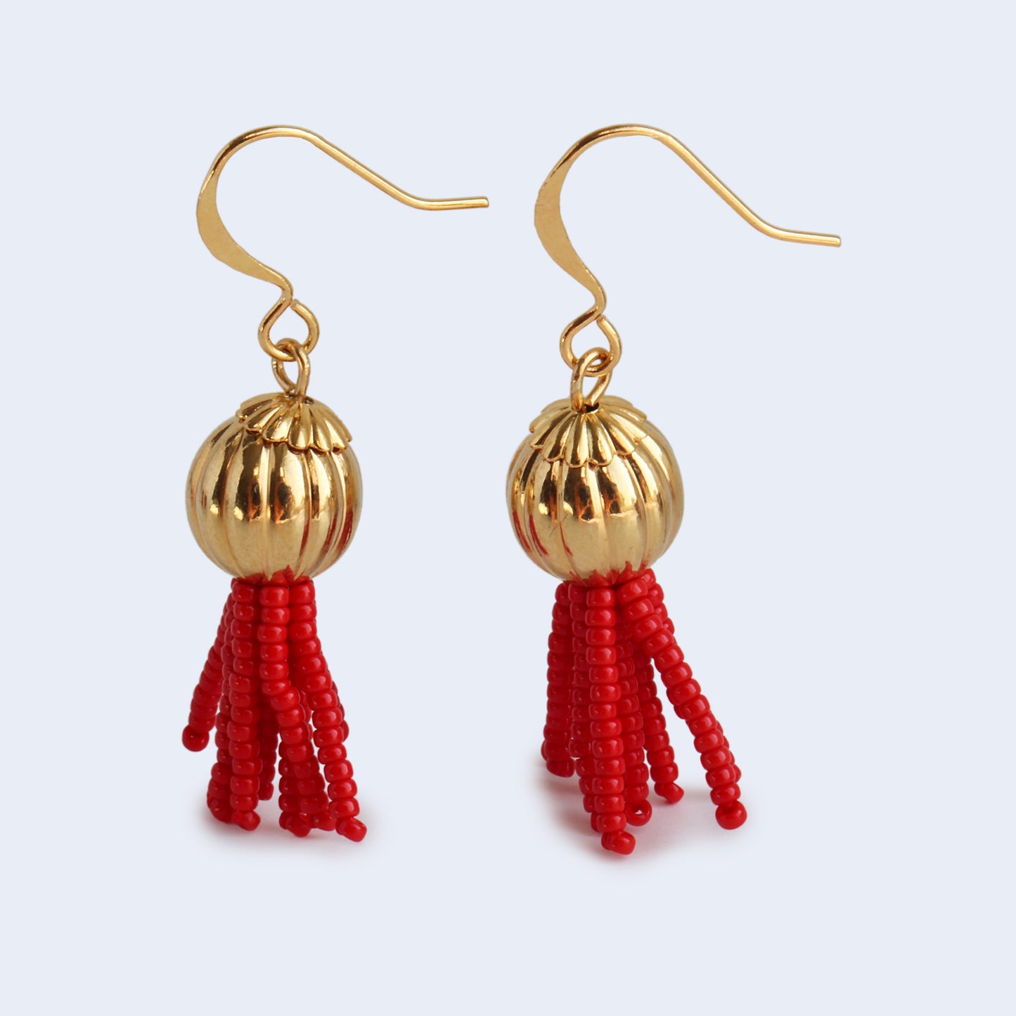 Vigour | Short Tassel Earrings - Red