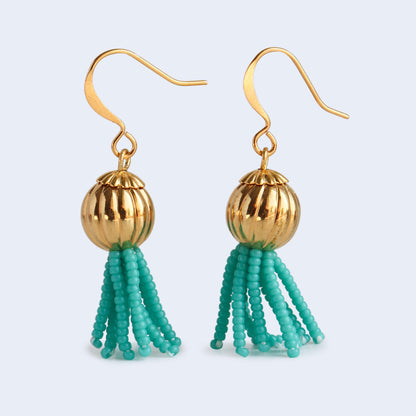 Vigour | Short Tassel Earrings - Light Teal