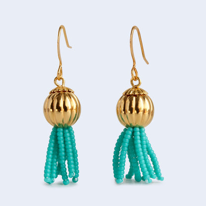 Vigour | Short Tassel Earrings - Light Teal