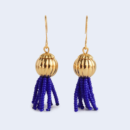 Vigour | Short Tassel Earrings - Cobalt Blue