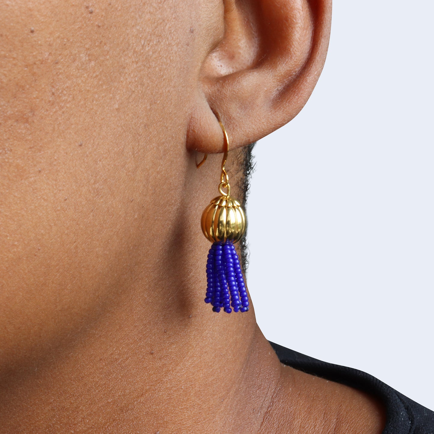 Vigour | Short Tassel Earrings - Cobalt Blue