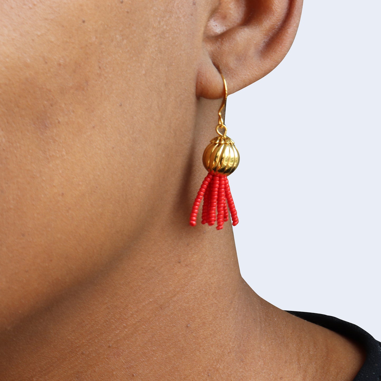 Vigour | Short Tassel Earrings - Red