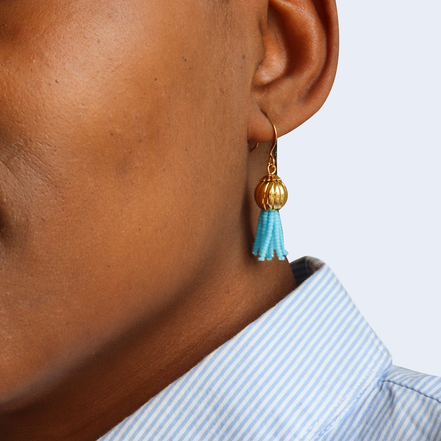 Vigour | Short Tassel Earrings - Light Blue