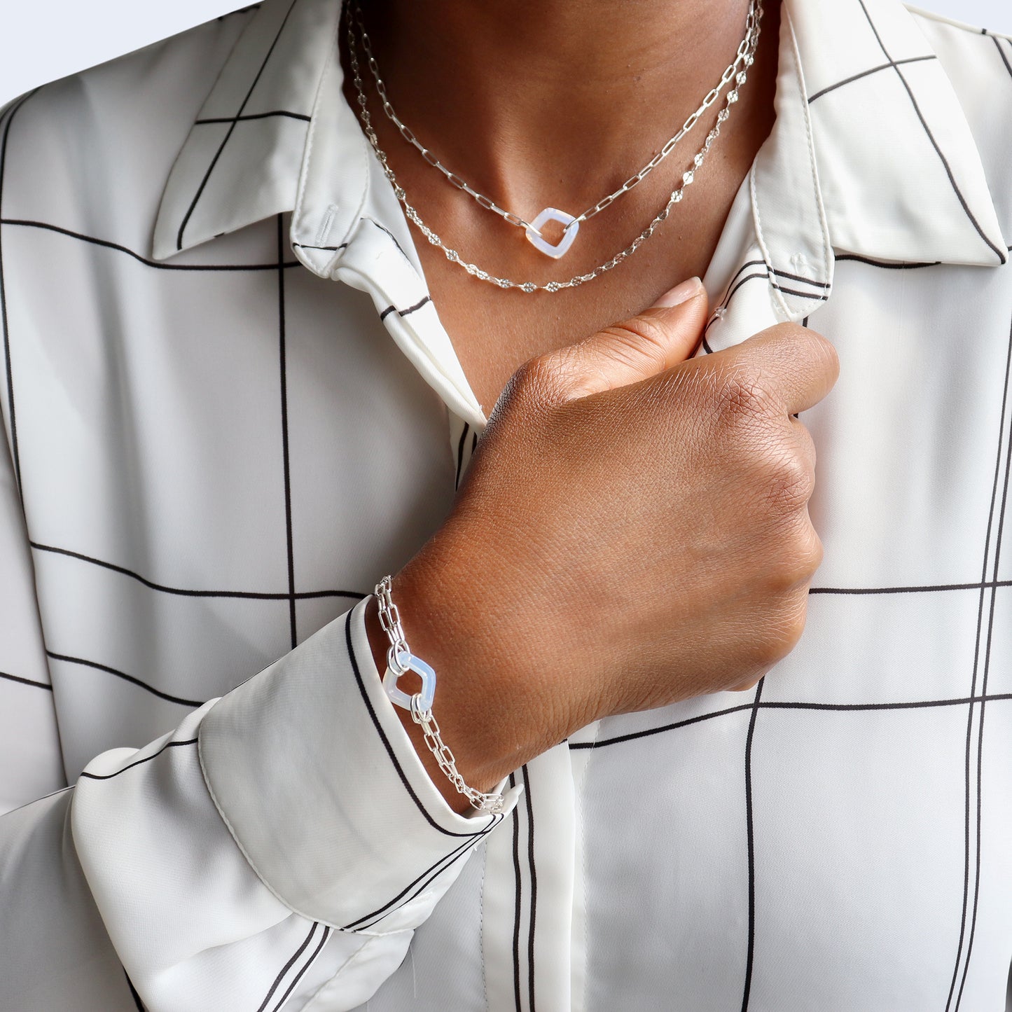 Paperclip necklace and pendant and a matching bracelet