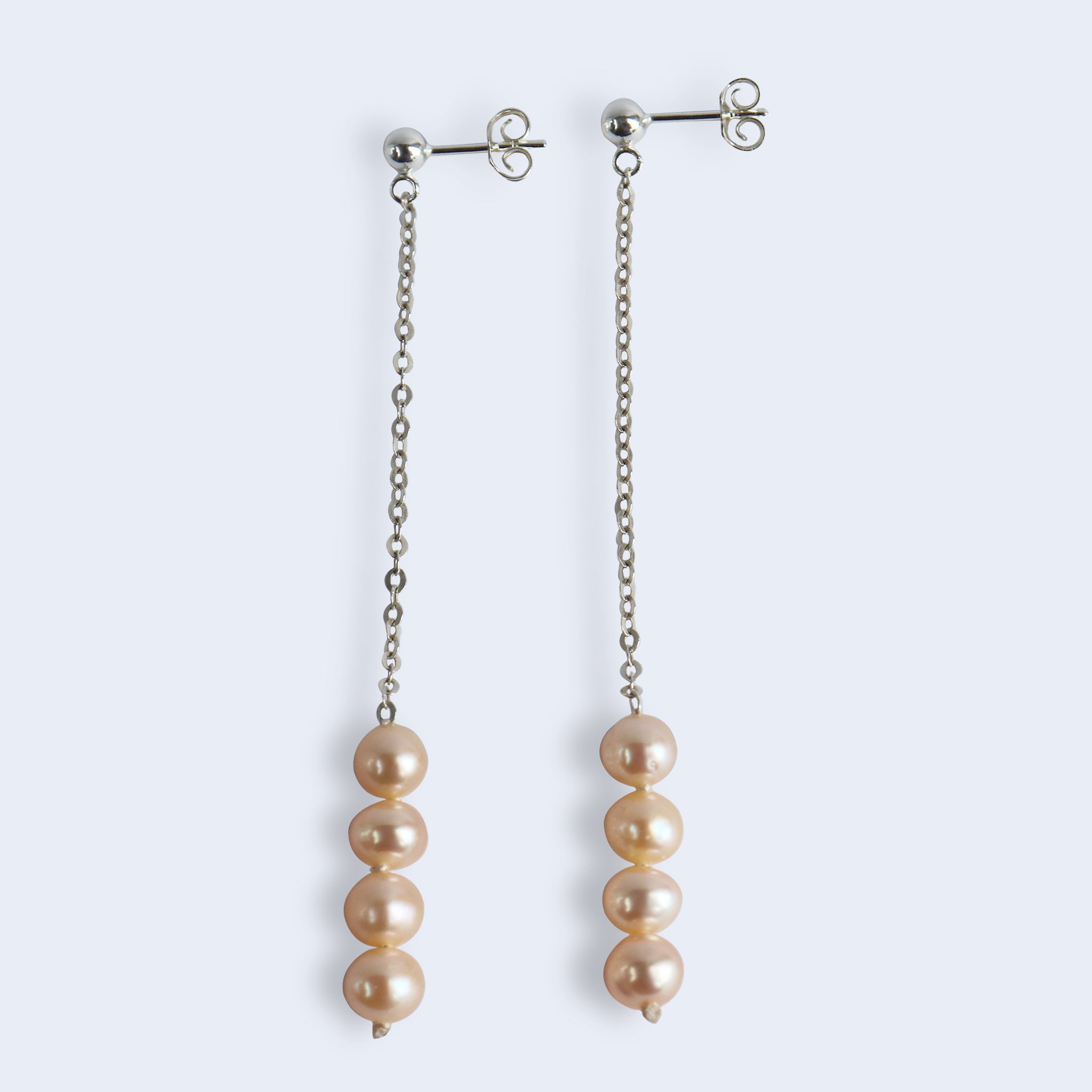 Pearl chain clearance drop earrings