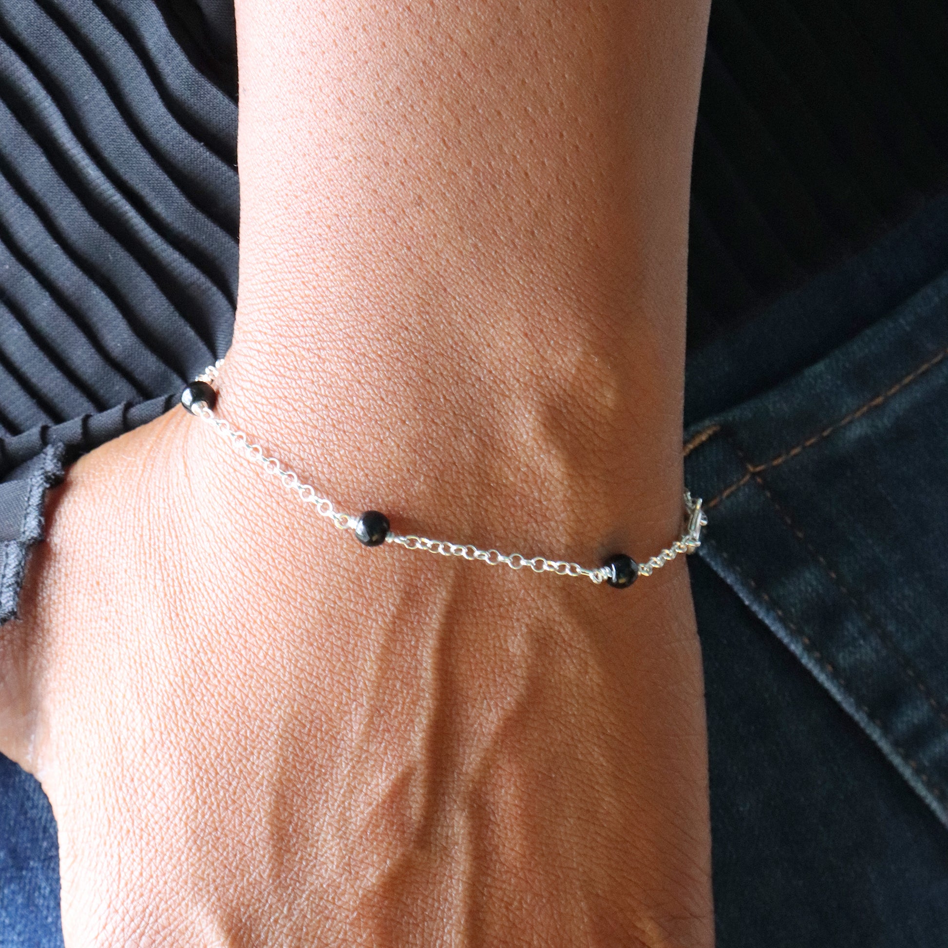 Sterling silver stacking bracelet.